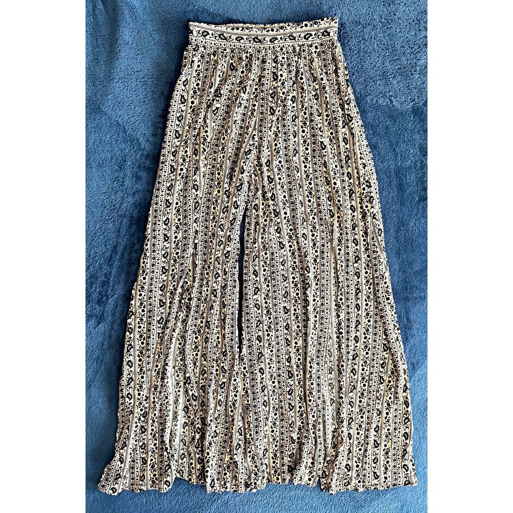 Promesa Women’s S Floral Wide Leg Palazzo Pants Front Slit NWT Boho